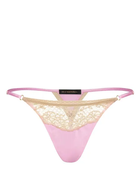 Tiered lace-trim thong