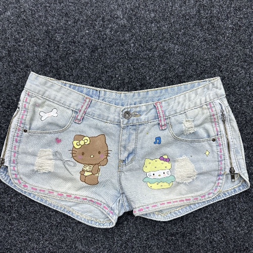 Sexy Sanrio Hello Kitty Streetwear Denim Shorts Low Waist A-line Hot Pants Summer Sweet Cool Slim All Match Denim Skirt for Girl - AliExpress 