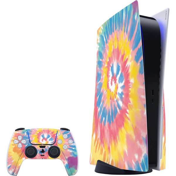 Rainbow Tie Dye PlayStation PS5 Skins - PS5 Digital Edition Bundle