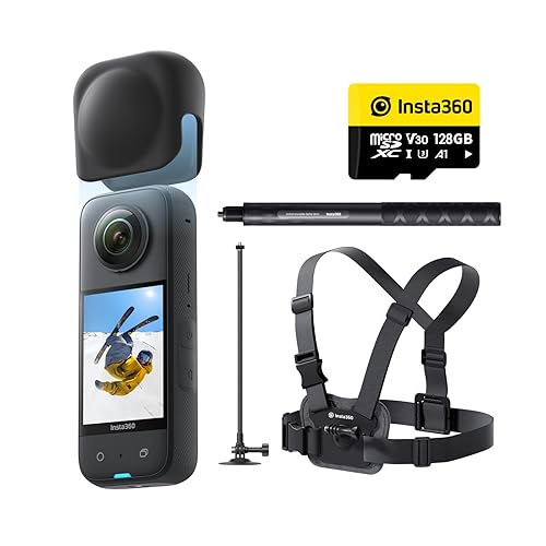 Insta360 X3 Snow Kit (New Version) - 360 Action Camera with 5.7K 360 Active HDR Video, 4K Single-Lens Camera, Waterproof, FlowState Stabilization, 2.29" Touchscreen, AI Editing, Wintersports - Snow Kit