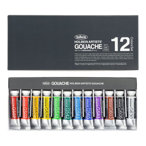 Holbein Artists Gouache Set of 12, Ｇ702 ,5ml tubes