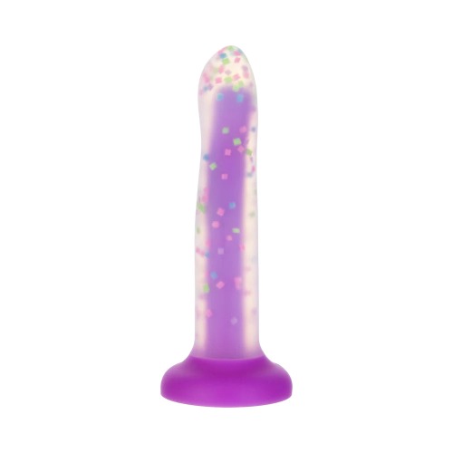Rave Addiction 8" Glow in the Dark Dildo - Confetti Purple
