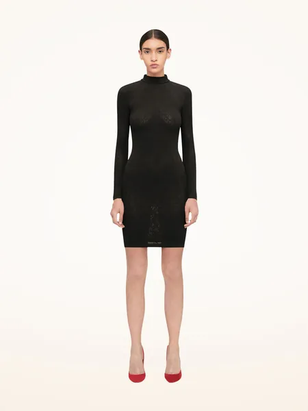 Intricate Sheer Pattern Dress / Black / M