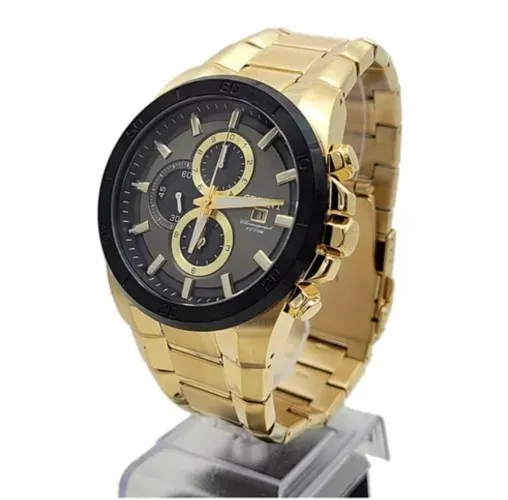 Relógio Luxo Orient Cronógrafo Original Com Corrente Dourada