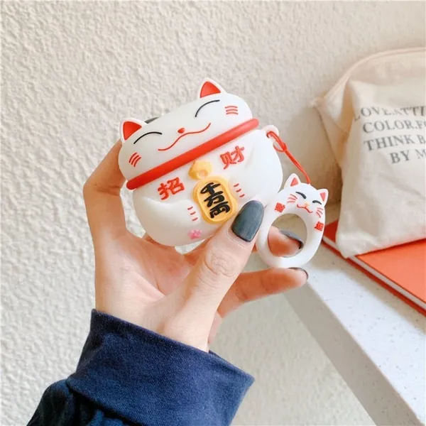 Lucky Cat AirPods Pro Case by Subtle Asian Treats - White