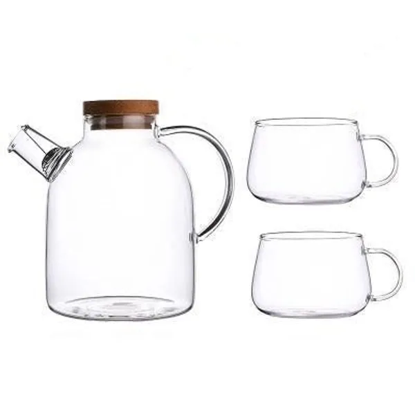 Scandinavian Glass Teapot Set by Estilo Living - SET B: 1 x Glass Teapot (1800ml) and 2 x Cups