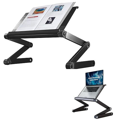 Ergonomic Reading Stand Book Holder for Reading in bed couch adjustable height angle tilt tilting portable textbook big heavy books tablet ipad document laptop computer lap desk aluminum black - Silver