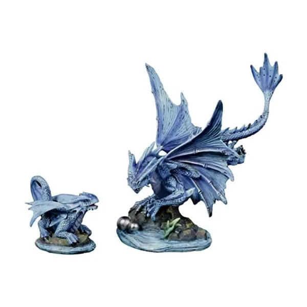 Ebros Large Aqua Elemental Pearl Water Dragon Collectible Statue Mythical Fantasy Age of Dragons Behemoth of The Sea Figurine Artwork by Anne Stokes (Adult and Baby Dragons Set)
