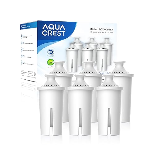 AQUA CREST Replacement for Brita® Filter, Brita® Water Pitchers and Dispensers, Classic OB03, Mavea® 107007, and More, NSF Certified Pitcher Water Filter, 1 Year Filter Supply, 6 Count - Classic - 6 Count