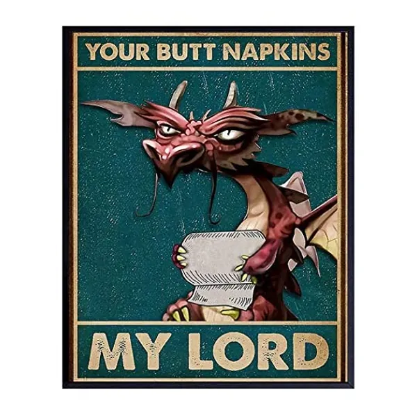 
                            Your Butt Napkins My Lord - Dragon Decorations - Gothic Bathroom Decor - Medieval Decor - Funny Bathroom Wall Art - Toilet Paper Wall Art - Restroom Sign - Bath Wall Decor - Powder Room Decor
                        