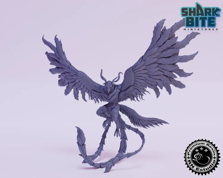 Classic JRPG Miniature Phoenix, 32mm scale 3D printed Tabletop RPG for Dungeons & Dragons, Pathfinder, and more by RN Estudio