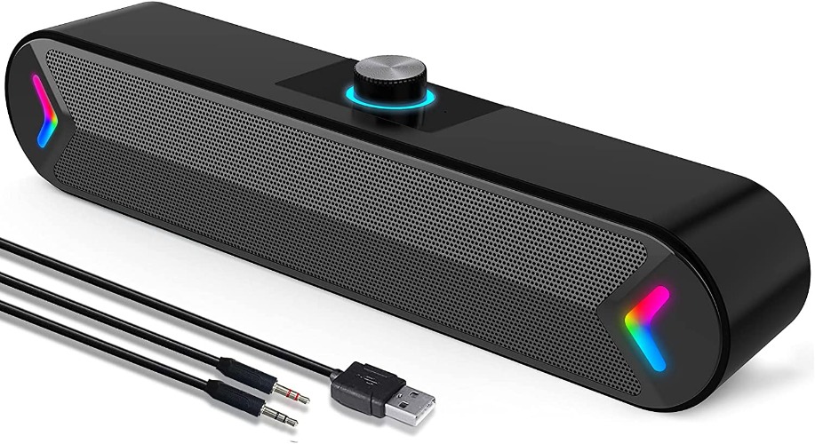 LENRUE Computer Speakers,Wired USB-Powered PC Speakers with 10W Stereo Sound,Sound-bar Speakers for PC Desktop Computer