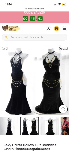 Sexy Cut-out black dress with gold chains
