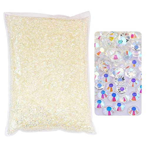 BLINGINBOX 25000pcs Flatback Rhinestones,Resin Non Hotfix Rhinestones Large Quantity Wholesale for Crafts DIY Creative Design,Clothes,Makeup,Nail Art (4mm=0.15", Transparent Clear AB) - Transparent Clear AB - 4mm=0.15"