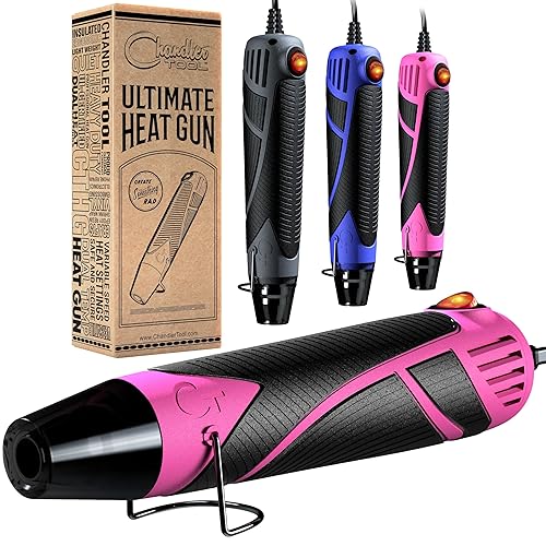 Heat Gun for Crafting, Mini Dual Temp Hot Air Gun Tool for Epoxy Resin, Shrink Wrapping, Vinyl Wrap, Embossing, Electronics, Candle Making, Sublimation, Phone Repair & DIY (Pink/Black) - Pink/Black