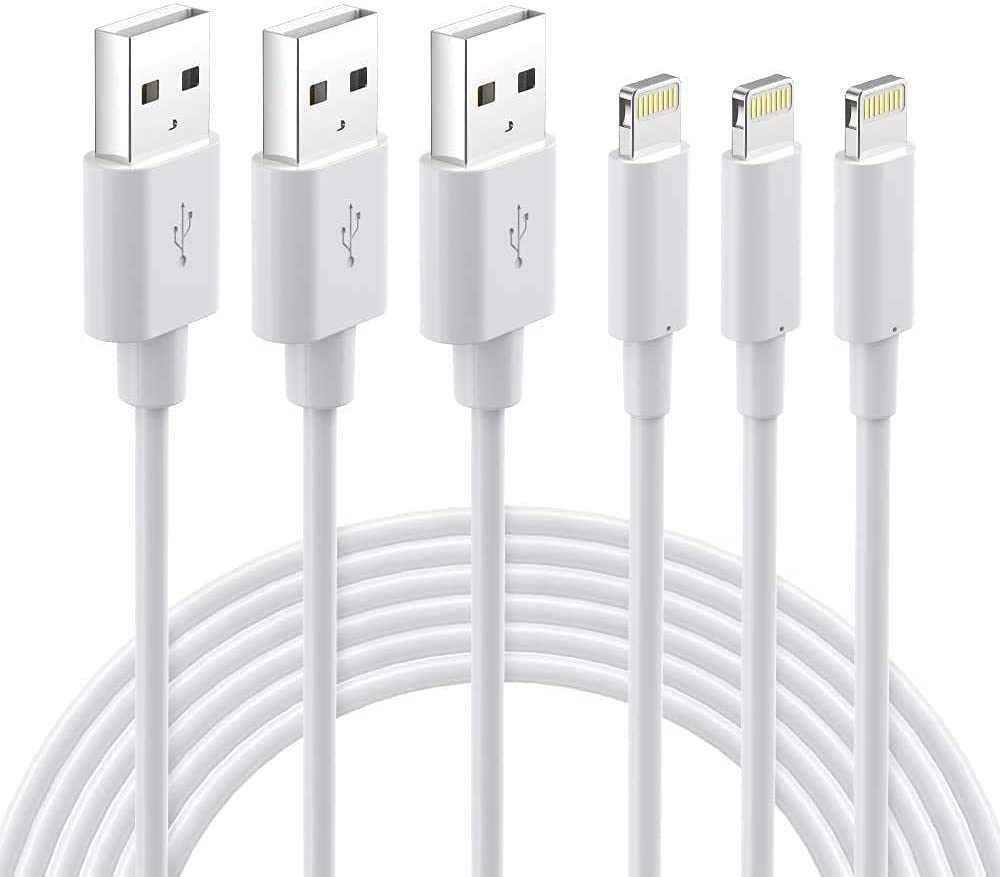 Lightning Cable MFi Certified - iPhone Charger 3Pack 6FT Lightning to USB A Charging Cable Cord Compatible with iPhone 14 13 12 Mini Pro Max SE 11 Xs Max XR X 8 7 6 Plus 5S iPad Pro Airpods - White