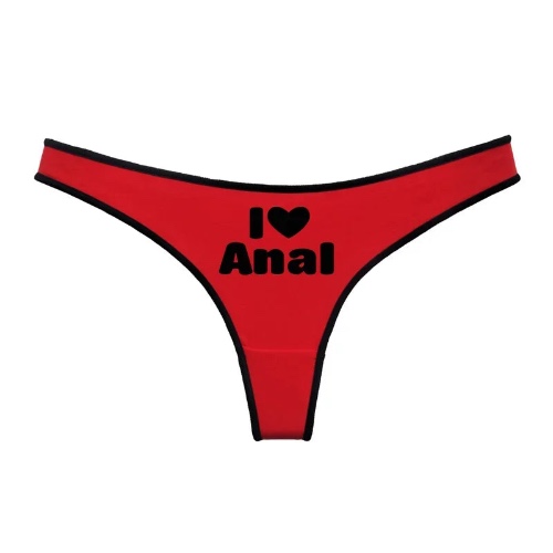 I Heart Anal Thong - Red/Black Lined / S