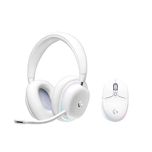Logitech G735 Wireless Gaming Headset + G705 Mouse, Customizable LIGHTSYNC RGB Lighting, Lightspeed Wireless, Bluetooth, PC/Mac/Laptop - White Mist - Headset + Mouse
