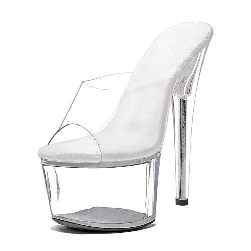 WUXIN H&P Women's 7 in Clear Platform Sandal Heels Sexy, 7 in Pole Dance High Heel Clear Platform, 17 cm Exotic Platform Pole Dancer Heels Shoes Stiletto - 11 - Clear