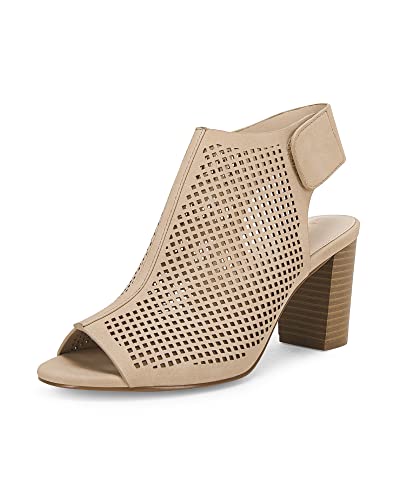 Coutgo Heels for Women Open Toe Boots Cutout Ankle Strap High Heel Chunky Block Sandals - 11 - 01 Nude