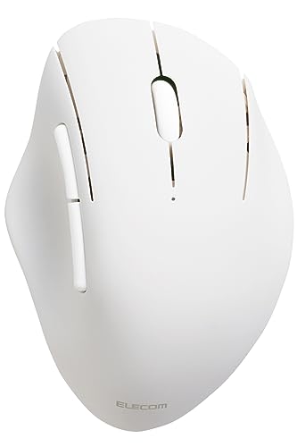 ELECOM Bluetooth Mouse Ergonomic Shape, Silent Click, 18-Month Battery Life, 2000DPI, 5 Buttons, Optical Sensor, Compatible with PC, Mac, Laptop, SHELLPA, White (M-SH20BBSKWH) - 5 buttons - White