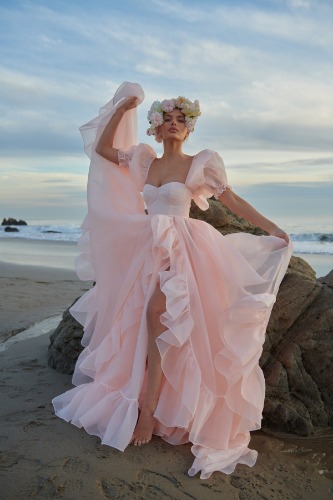 The Peach Fuzz in Bloom Bridal Gown | S / Polyester Organza