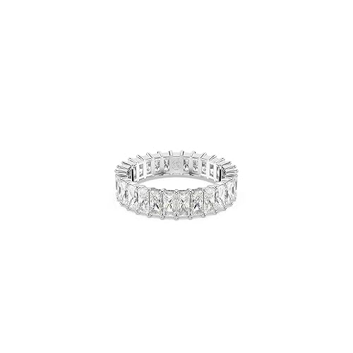 Swarovski Matrix ring, Baguette cut, White, Rhodium plated - White - 52 - Matrix Ring