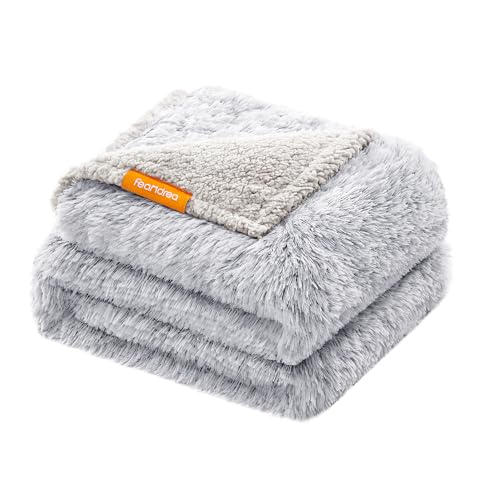 Feandrea Waterproof Dog Blanket, Long Plush Pet Blanket for Medium and Large Dogs, Cats, 152 x 127 cm, XL, Sherpa Fleece, Double Sided Reversible Dog Sofa Cover Protector, Grey Ombré PPB006G01 - XL (152 x 127 cm)