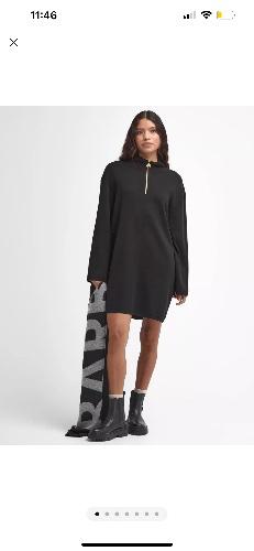 Barbour International Meir 1/2 Zip Mini Dress, Black, 10