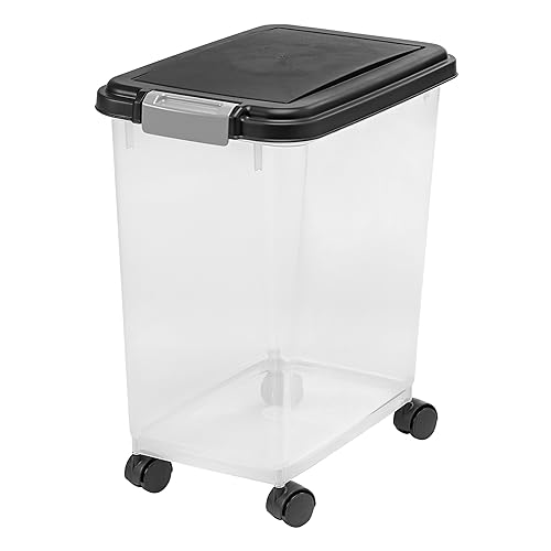 IRIS USA 33qt/25lbs Airtight Pet Food Storage Container, Black - 25 lbs - Black