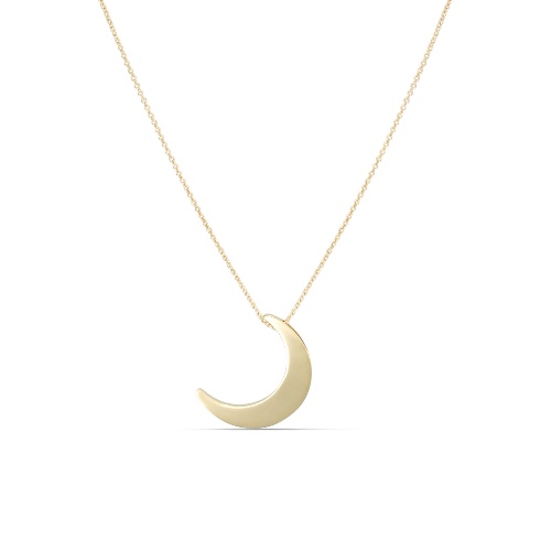 14K Gold Moon Necklace - 14K Rose Gold