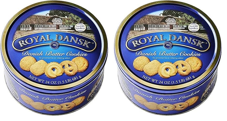 Royal Dansk Danish Butter Cookies, 24 Oz. (Pack of 2) - Danish Butter cookies - 1.5 Pound (Pack of 2)