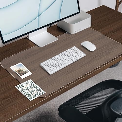 Clear Desk Mat Frosted, Clear Desk Pad 34 x 17 in, Desk Protector Mat for Office & Home Working, Clear Table Protector Anti-Water & Heat Resistant - Frosted - 34" x 17"
