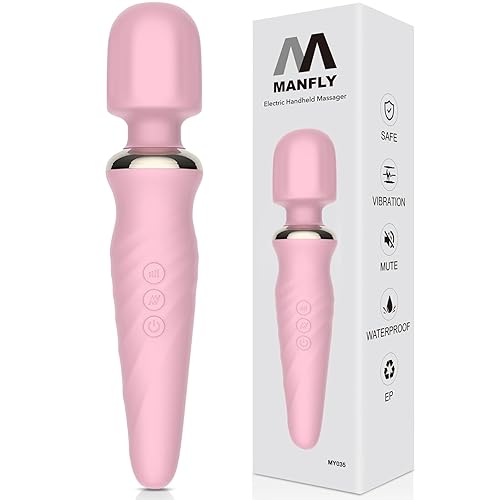 MANFLY Cordless Electric Massager, Handheld Rechargeable Waterproof Neck Shoulder Back Massager (Light Pink) - Light Pink