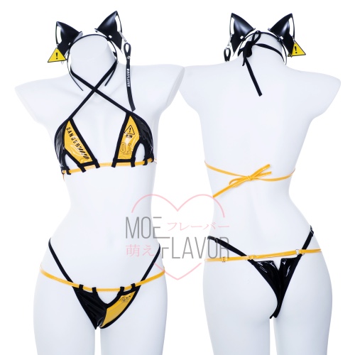 Danger Cyber Cat Bikini - Yellow / M/L