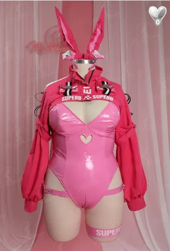 Plus Size Alice Derivative Sexy Lingerie Bunny Costume Bodysuit and Jacket with Fishnet Stockings