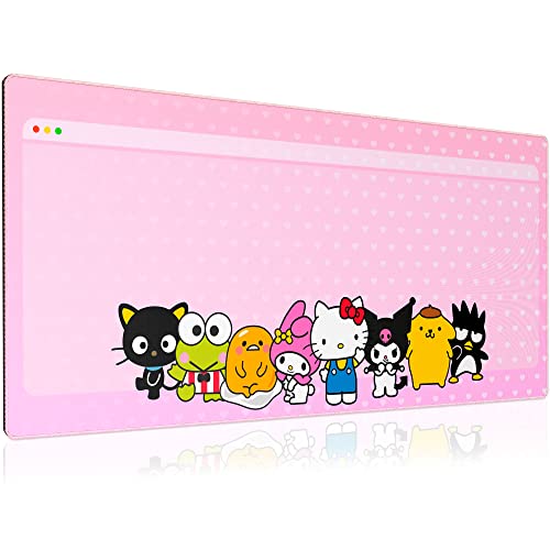 JUMANT Anime Mouse Pad XXL - Hello Kitty Mouse pad - Gaming Mouse Pad - Hello Kitty Desk Accessories - Hello Kitty Office Supplies - Kawaii Desk Mat - Kawaii Mouse Pad Gaming - Hello Kitty Accessories - Extended X-Large - Hki