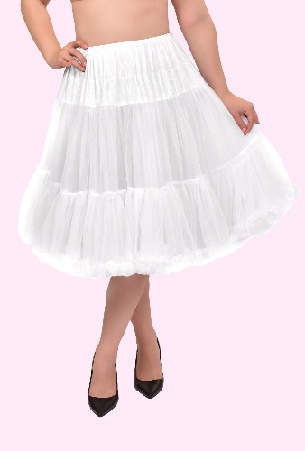 Vintage Chiffon Crinoline Petticoat - Vanilla White | XL/2XL (Fits XL-1X)