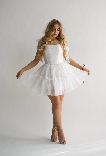 The Siena Mini Dress in Seaglass white | 1X