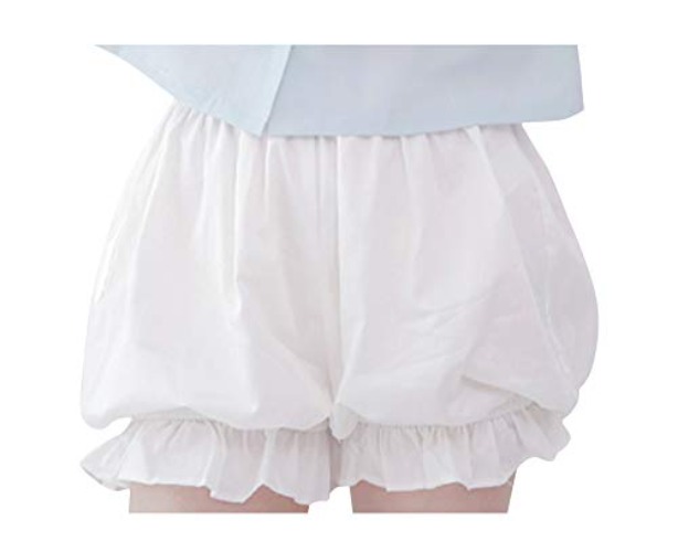 CRB Fashion Lolita Maid Ruffle Shorts For Womens Teens Teenagers 100% Cotton Pants Bloomers - X-Small-Medium - White