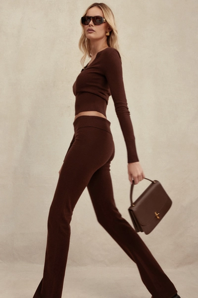 Clothing : Trousers : 'Ama' Chocolate Cashmere Blend Trousers