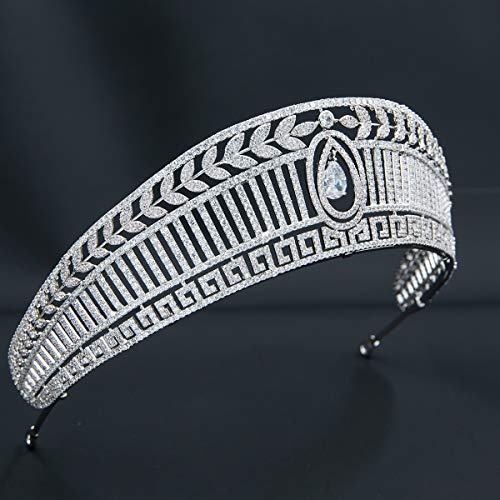 The Prussian or Hellenic Tiara,Cubic Zirconia Replica Princess Tiara for Wedding,Crystal Royal Hair Accessories for Collectio