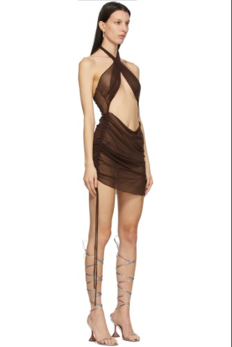 Mesh Brown Wrap Dress | Small