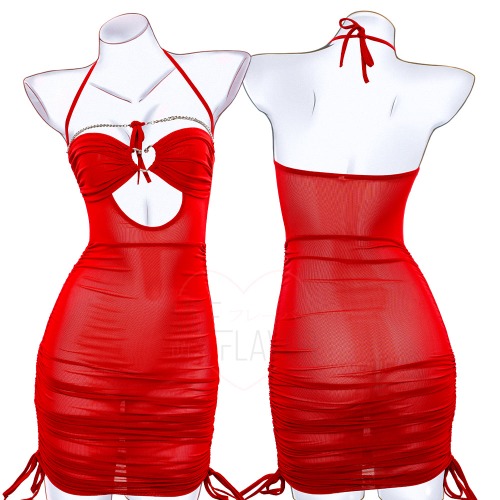 Sheer Devil Medic Dress - Red / S/M