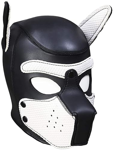 jecrizy Dog Head Masks Neoprene Puppy Hood, Neoprene Full Face Mask, Halloween Mask, Party Costume - X-Large - White