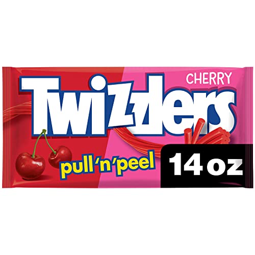 TWIZZLERS PULL 'N' PEEL Cherry Flavored Licorice Style, Low Fat Candy Bag, 14 oz - Cherry - Candy Bag, 14 Ounce (1 Count)