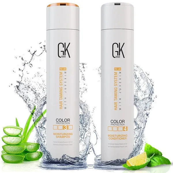 GK HAIR Global Keratin Moisturizing Shampoo and Conditioner Sets for Color Treated, Dry and Damaged Hair (10.1 fl. Oz. / 300ml) Infused with Keratin and Seed Oils for Healthier Thicker and Stronger Hair | Sulfate-free, Paraben-Free - for All Hair Types
