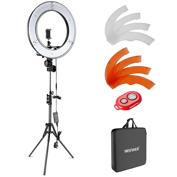 Neewer Camera Photo Video Lighting Kit: 48 centimeters Outer 55W 5500K Dimmable LED Ring Light Light Stand Bluetooth Receiver for Smartphone Youtube Self-Portrait Video Shooting