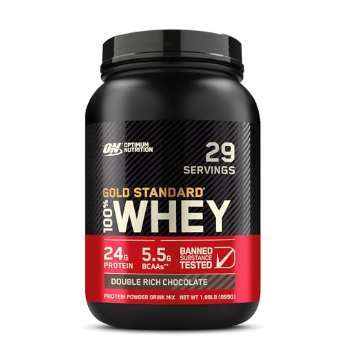 Optimum Nutrition Gold Standard 100% Whey Protein Powder, Double Rich Chocolate, 2 Pound (Packaging May Vary) - Double Rich Chocolate - 29 Servings (Pack of 1)