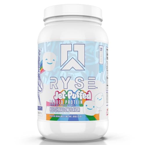 Ryse Loaded Protein Powder | 25g Whey Protein Isolate & Concentrate | with Prebiotic Fiber & MCTs | Low Carbs & Low Sugar | 27 Servings (Marshmallow) - Marshmallow - 27 Servings (Pack of 1)